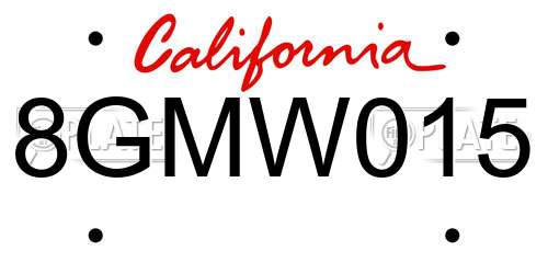 8GMW015 California License Plate