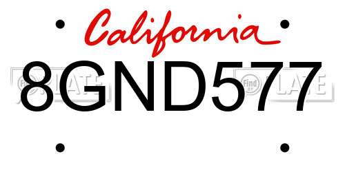 8GND577 California License Plate