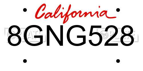 8GNG528 California License Plate