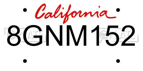 8GNM152 California License Plate
