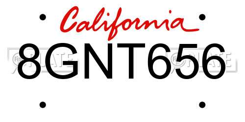 8GNT656 California License Plate