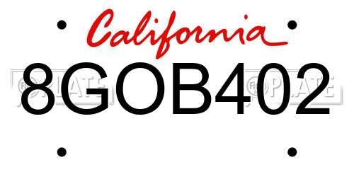 8GOB402 California License Plate