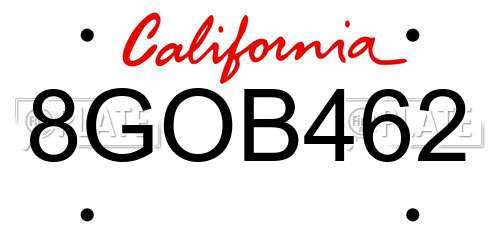 8GOB462 California License Plate