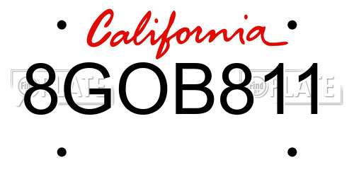 8GOB811 California License Plate