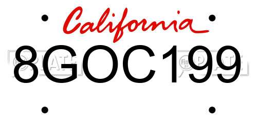8GOC199 California License Plate
