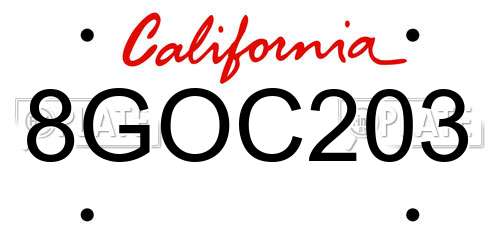 8GOC203 California License Plate