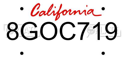 8GOC719 California License Plate