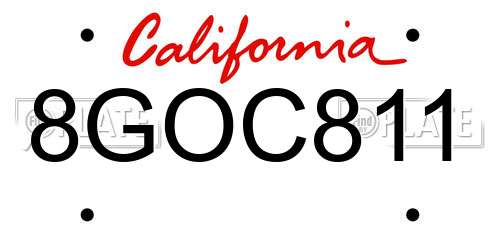 8GOC811 California License Plate
