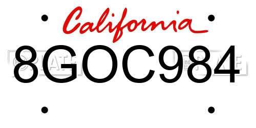 8GOC984 California License Plate
