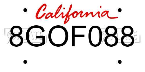8GOF088 California License Plate