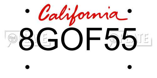 8GOF55 California License Plate