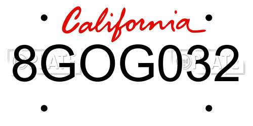 8GOG032 California License Plate
