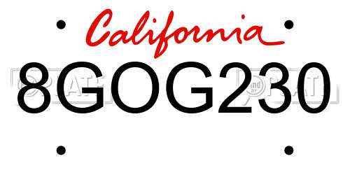8GOG230 California License Plate