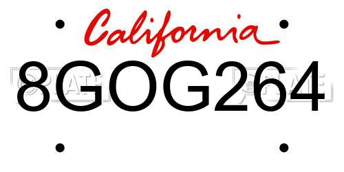 8GOG264 California License Plate