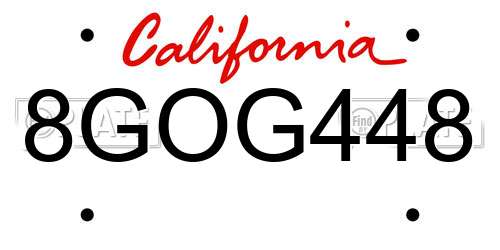 8GOG448 California License Plate
