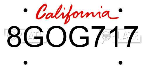 8GOG717 California License Plate
