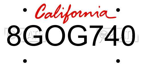 8GOG740 California License Plate