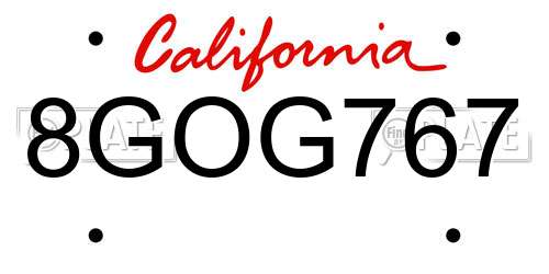 8GOG767 California License Plate