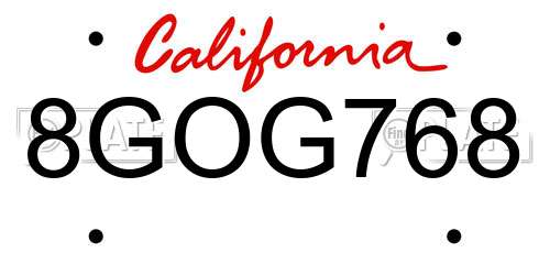 8GOG768 California License Plate