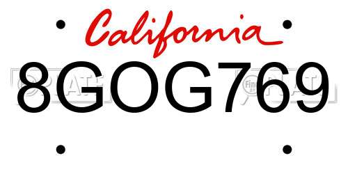 8GOG769 California License Plate