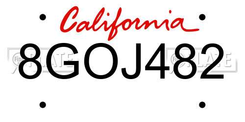 8GOJ482 California License Plate