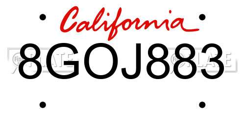 8GOJ883 California License Plate