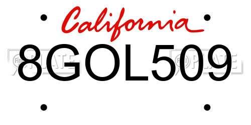 8GOL509 California License Plate