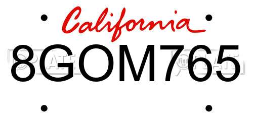 8GOM765 California License Plate