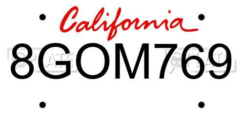 8GOM769 California License Plate