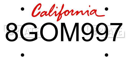 8GOM997 California License Plate