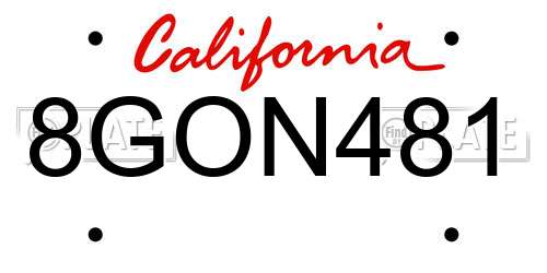 8GON481 California License Plate