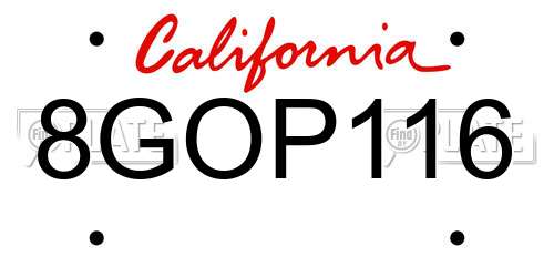 8GOP116 California License Plate