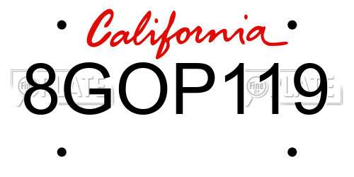8GOP119 California License Plate