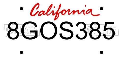 8GOS385 California License Plate