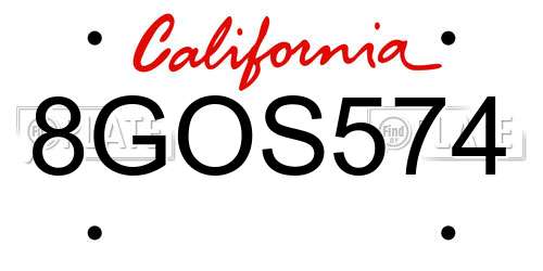 8GOS574 California License Plate