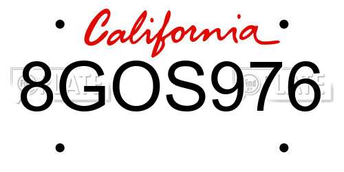 8GOS976 California License Plate
