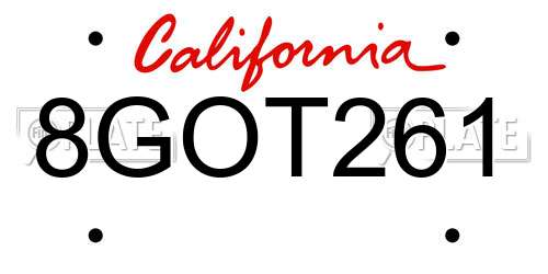 8GOT261 California License Plate