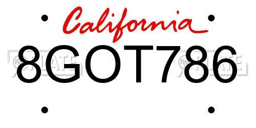 8GOT786 California License Plate