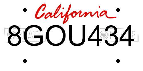 8GOU434 California License Plate