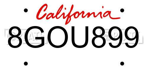 8GOU899 California License Plate