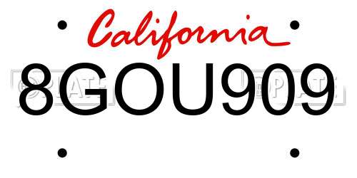 8GOU909 California License Plate