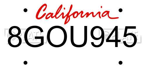 8GOU945 California License Plate