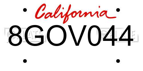 8GOV044 California License Plate