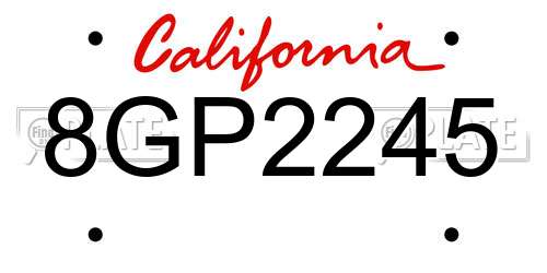 8GP2245 California License Plate