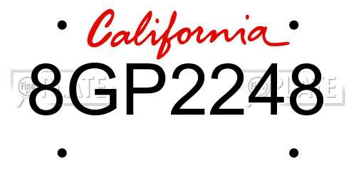 8GP2248 California License Plate