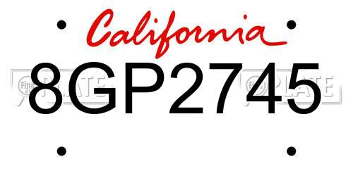 8GP2745 California License Plate