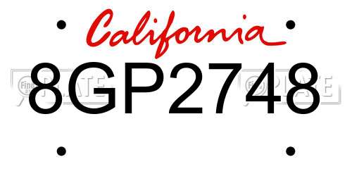 8GP2748 California License Plate