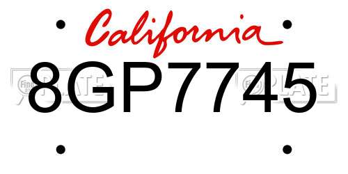 8GP7745 California License Plate