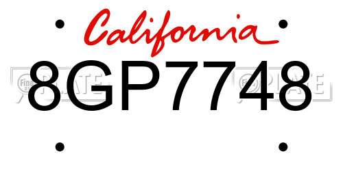 8GP7748 California License Plate