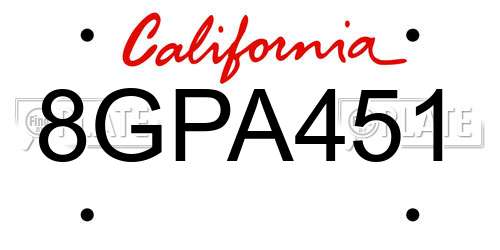 8GPA451 California License Plate